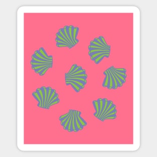 SEASHELLS Scattered Tropical Scallop Clam Shells Undersea Ocean Sea Life in Green Purple and Hot Pink - UnBlink Studio by Jackie Tahara Sticker